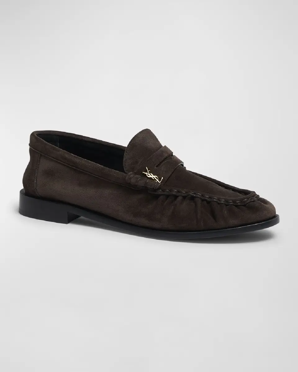 Saint Laurent Suede YSL Penny Loafers | Thumbnail 3 Saint Laurent Suede YSL Penny Loafers | Thumbnail 3