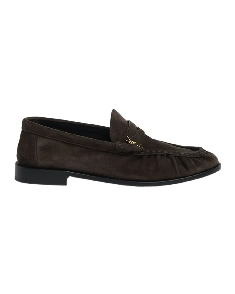 Saint Laurent Suede YSL Penny Loafers | Image 1 Saint Laurent Suede YSL Penny Loafers | Image 1