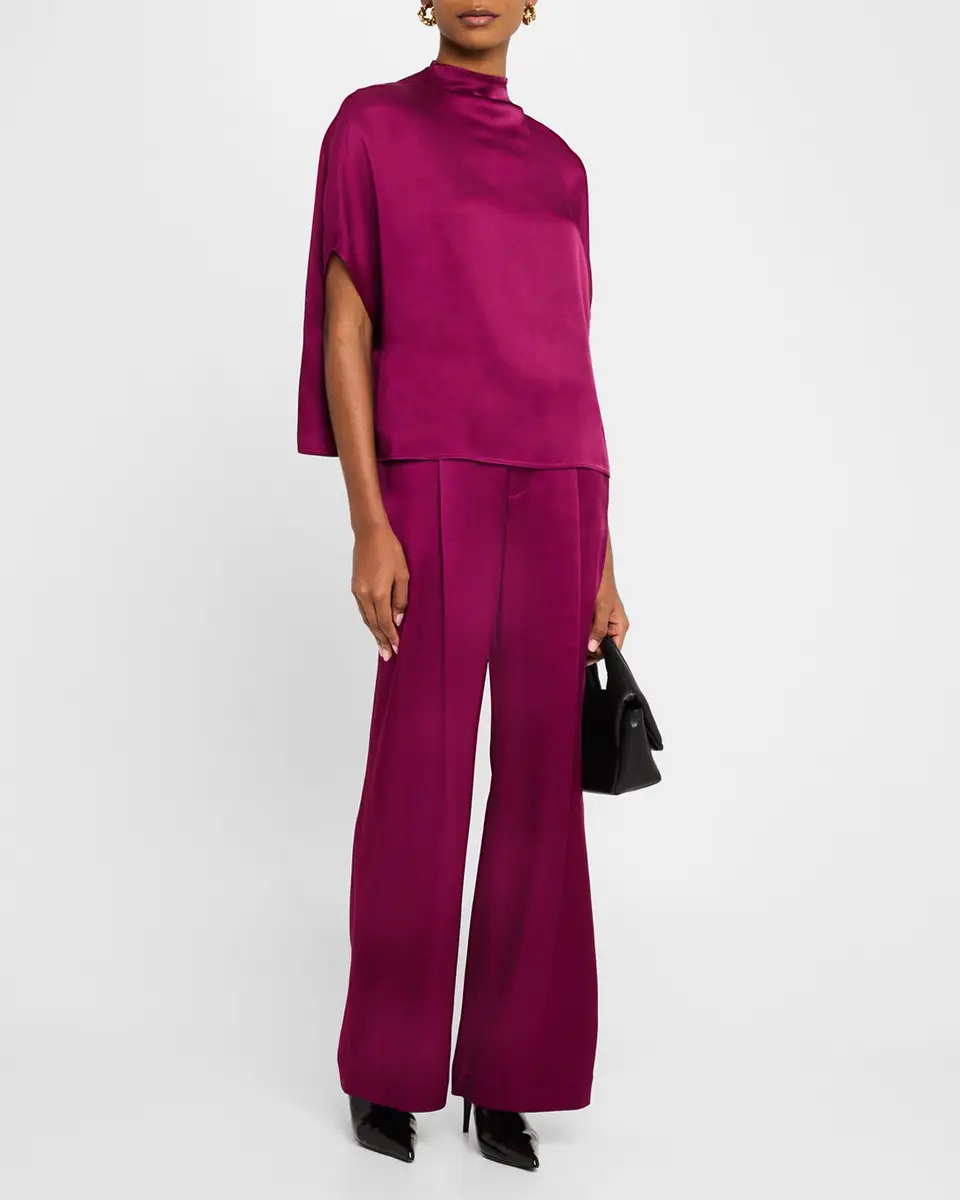 Lapointe Mock-Neck Satin Cape T-Shirt | Thumbnail 2 Lapointe Mock-Neck Satin Cape T-Shirt | Thumbnail 2