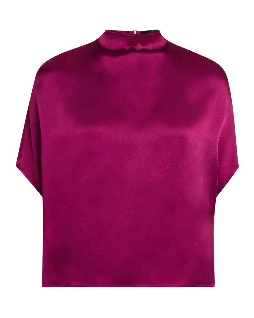 Lapointe Mock-Neck Satin Cape T-Shirt | Image 1 Lapointe Mock-Neck Satin Cape T-Shirt | Image 1