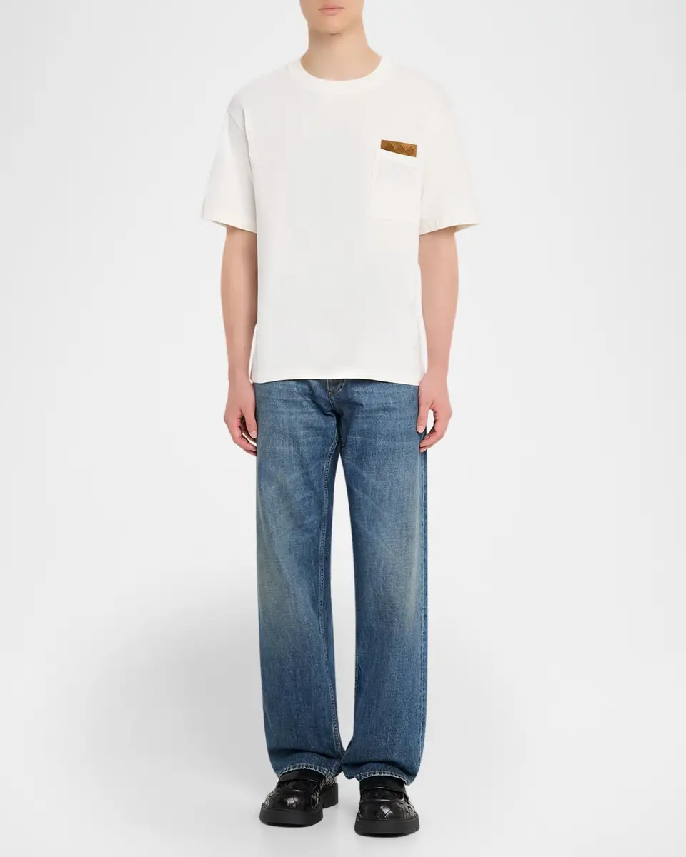 Bottega Veneta Men's Pima Cotton Jersey Intrecciato-Pocket T-Shirt | Thumbnail 2 Bottega Veneta Men's Pima Cotton Jersey Intrecciato-Pocket T-Shirt | Thumbnail 2