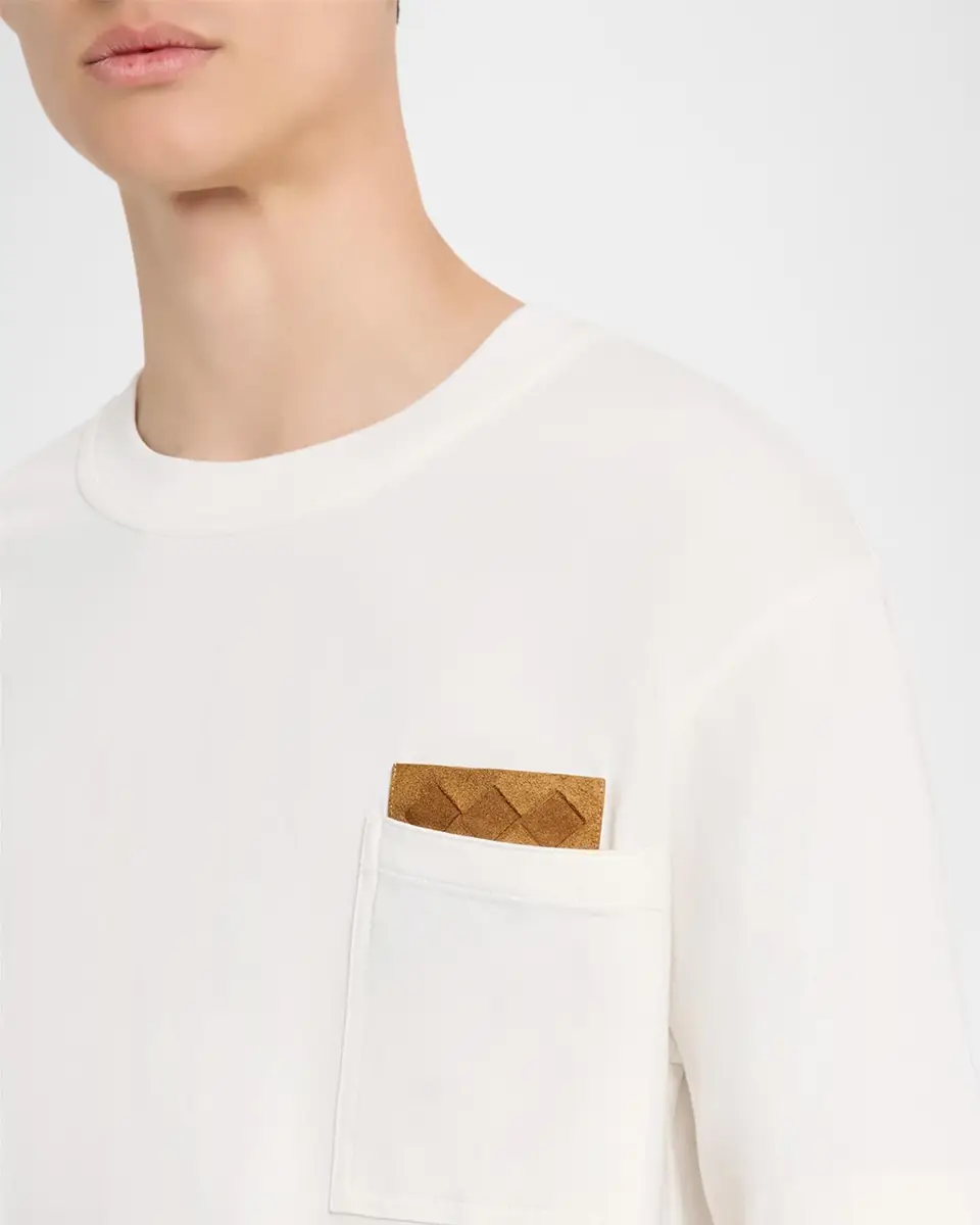 Bottega Veneta Men's Pima Cotton Jersey Intrecciato-Pocket T-Shirt | Thumbnail 5 Bottega Veneta Men's Pima Cotton Jersey Intrecciato-Pocket T-Shirt | Thumbnail 5