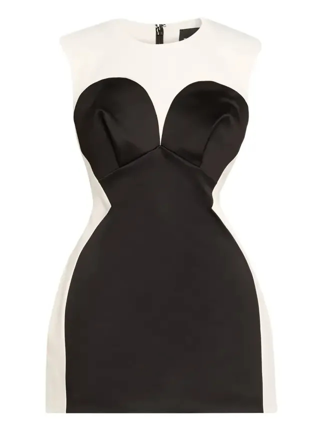 Seamed Up Satin Trompe L'oeil Mini Dress