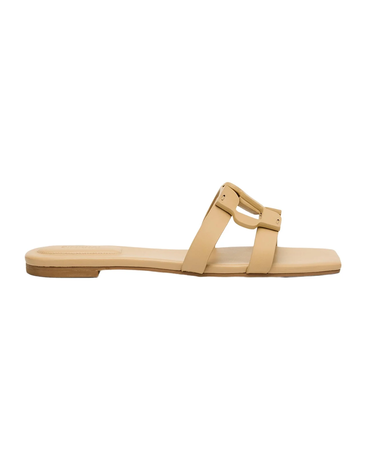 Leather Monogram Flat Slide Sandals Leather Monogram Flat Slide Sandals