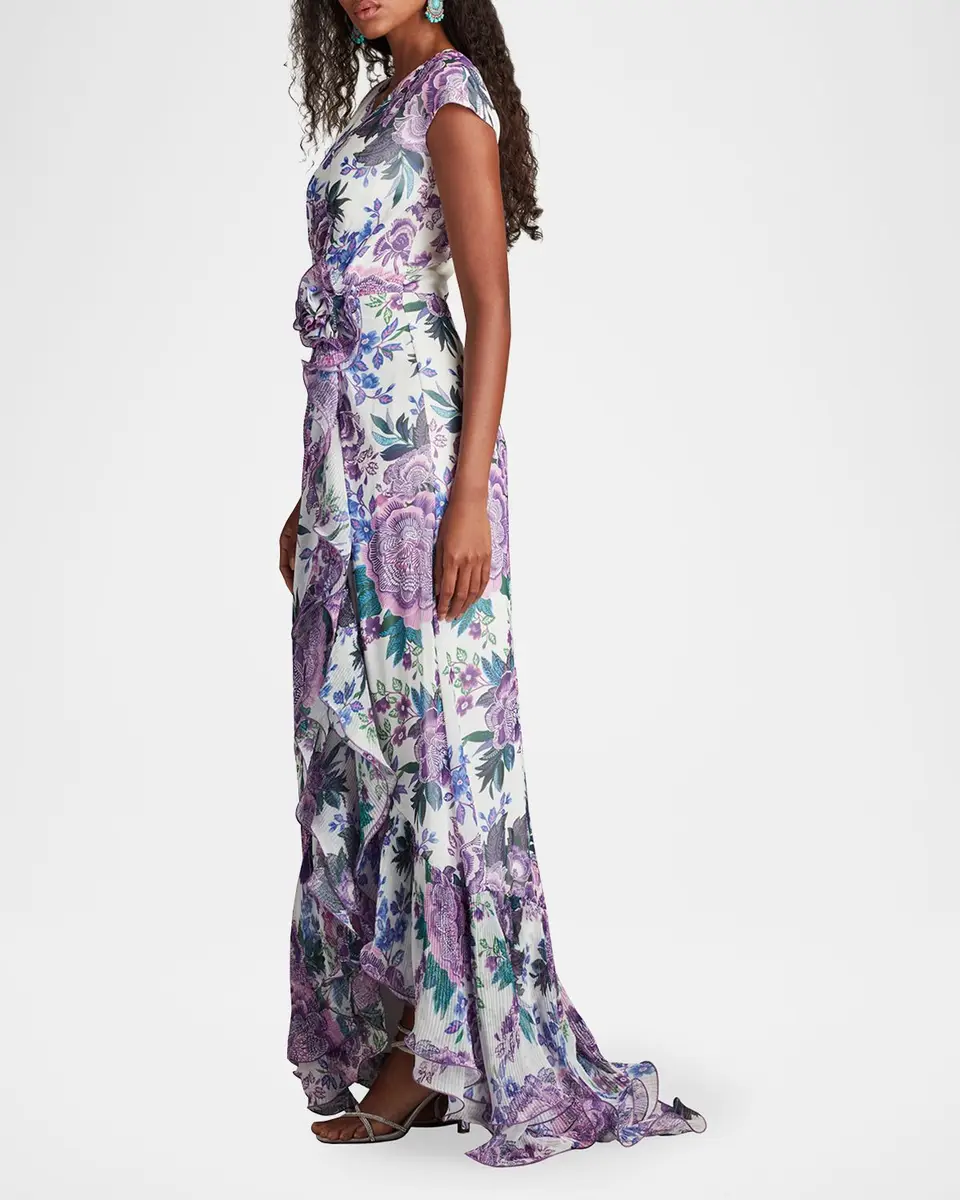 Tadashi Shoji Floral-Print Ruffle Gown | Thumbnail 4