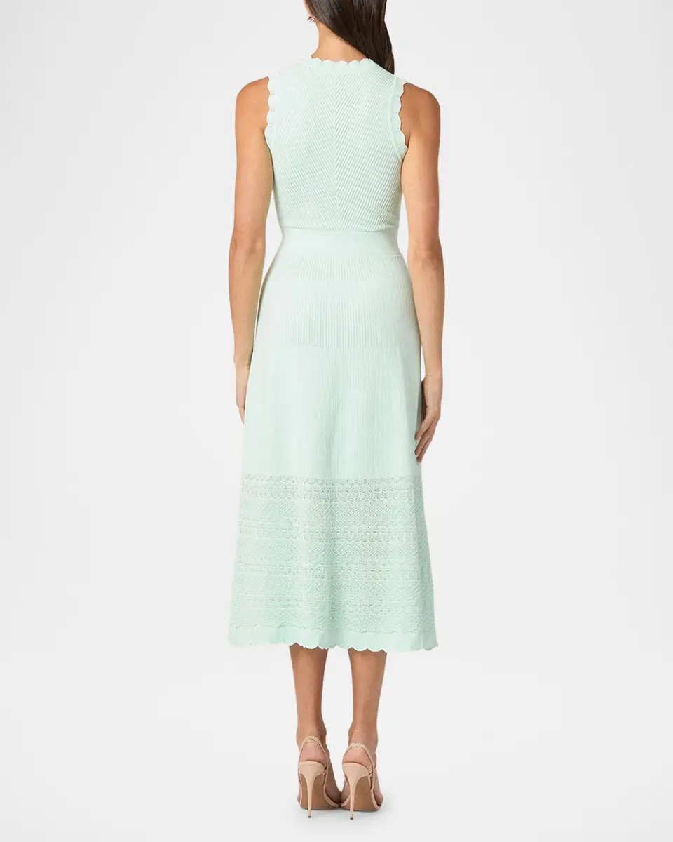 Shoshanna Brooke Scalloped Pointelle-Knit Midi Dress | Thumbnail 3