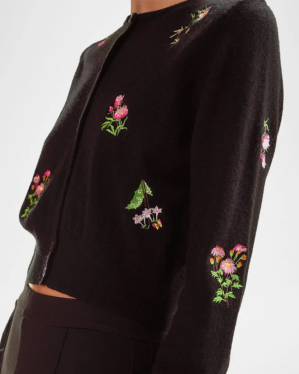 CYNTHIA ROWLEY Forget Me Not Embroidered Floral Cardigan | Thumbnail 2