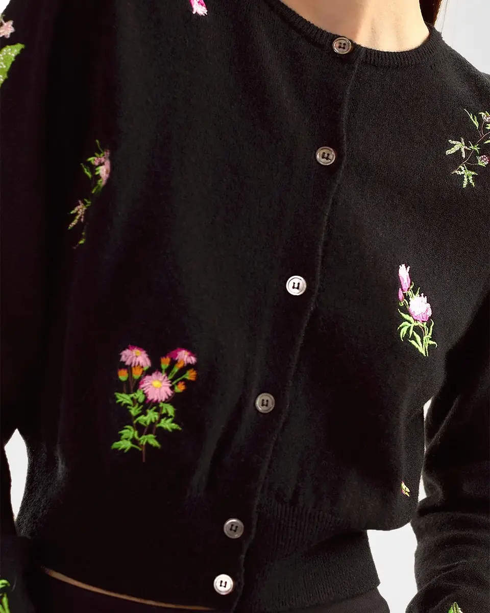 CYNTHIA ROWLEY Forget Me Not Embroidered Floral Cardigan | Thumbnail 3