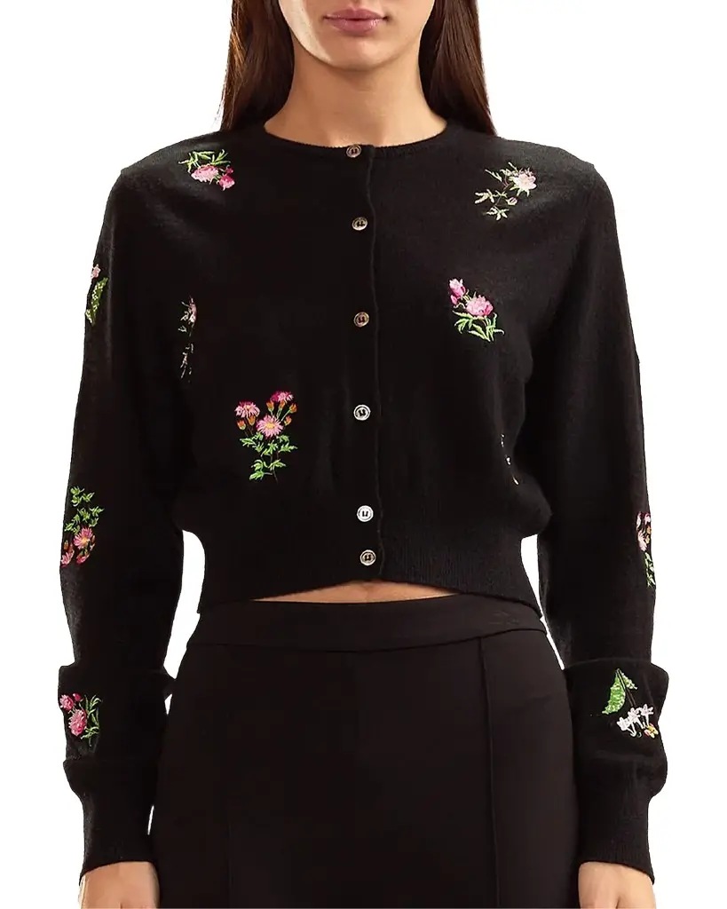 CYNTHIA ROWLEY Forget Me Not Embroidered Floral Cardigan | Image 1 CYNTHIA ROWLEY Forget Me Not Embroidered Floral Cardigan | Image 1