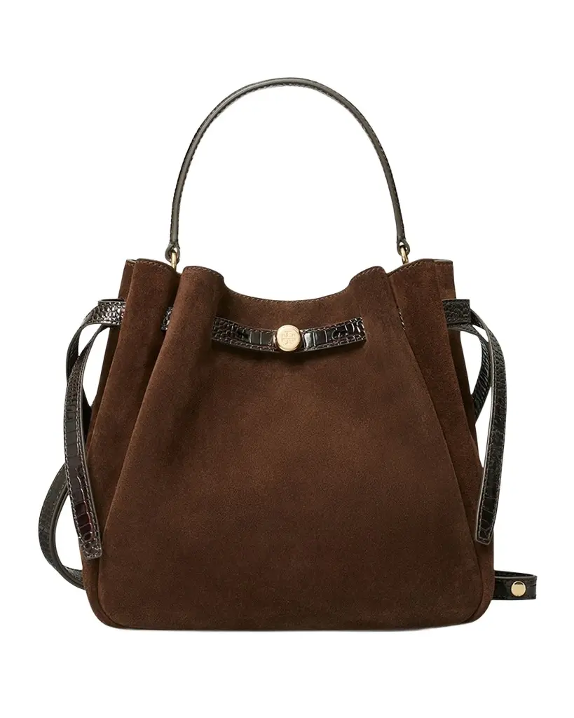 Tory Burch Romy Suede Belted Bucket Bag | Image 1 Tory Burch Romy Suede Belted Bucket Bag | Image 1