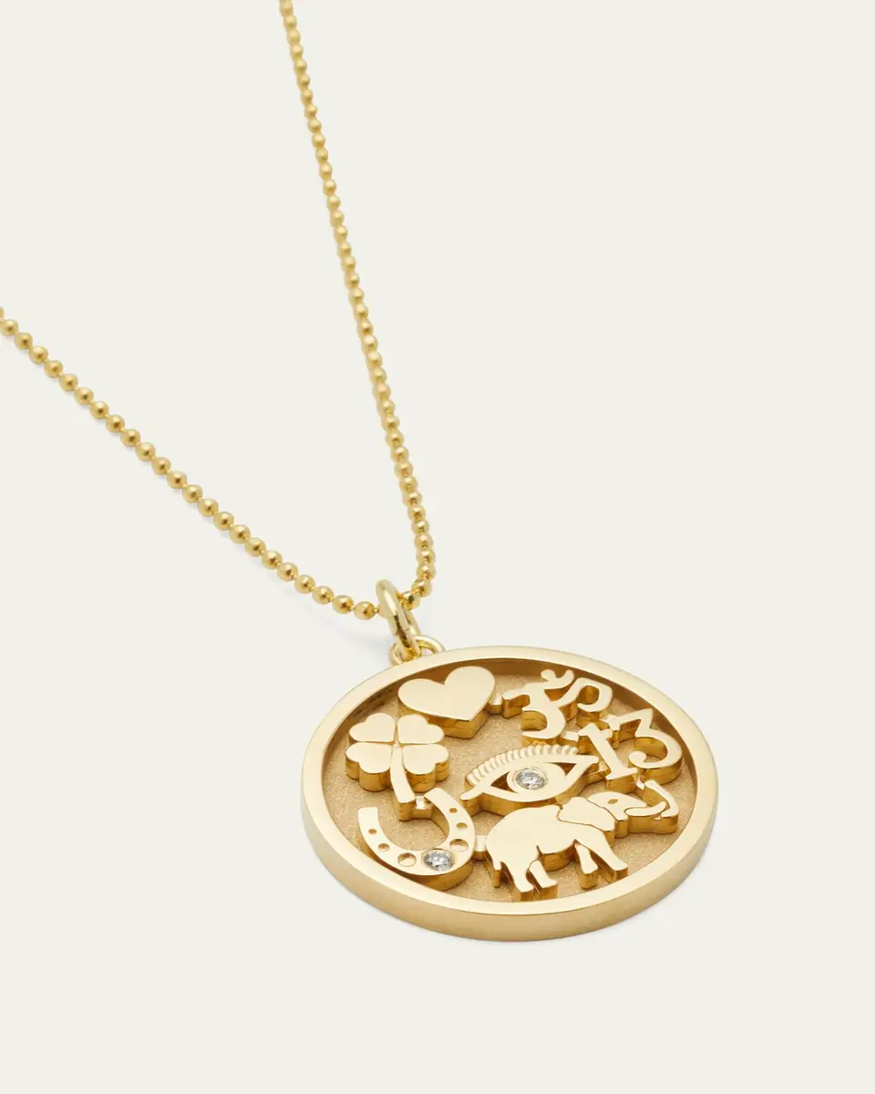 Jennifer Meyer 18k Good Luck Pendant Necklace with Diamonds | Thumbnail 3