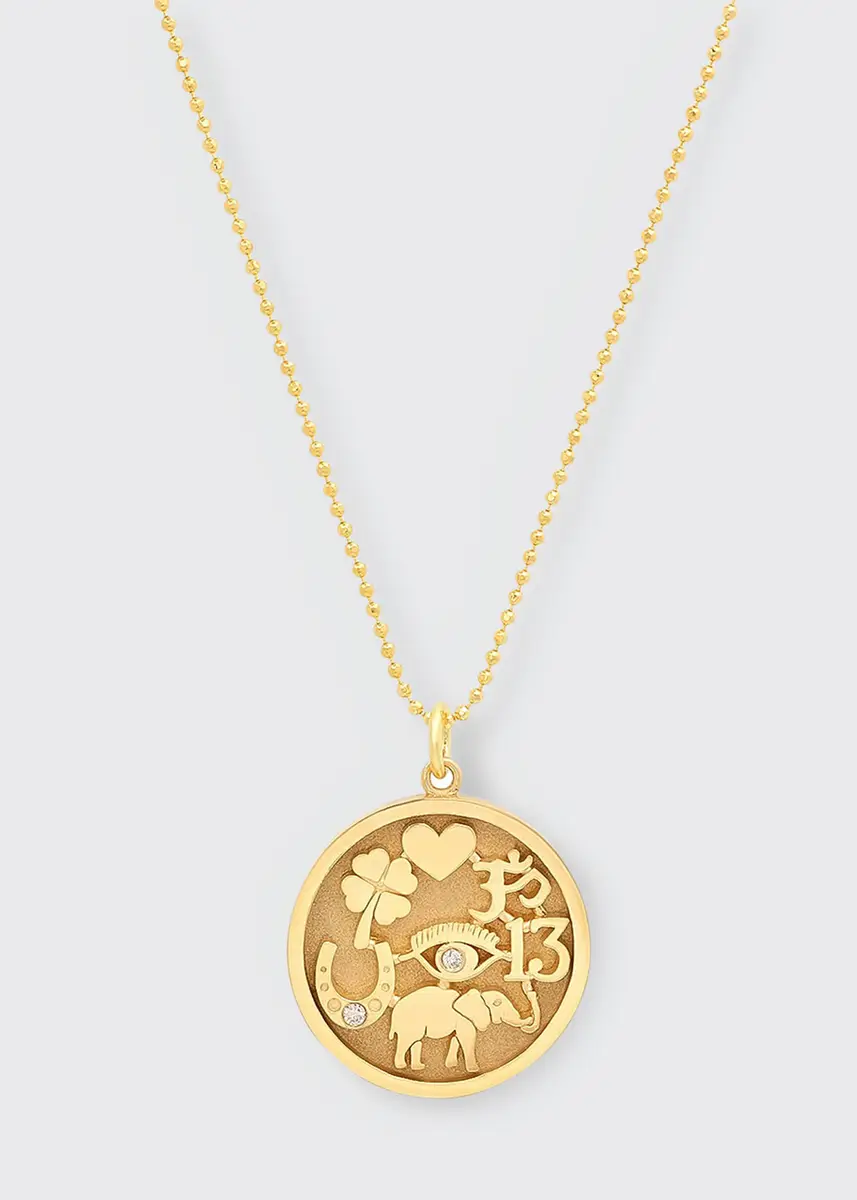 Jennifer Meyer 18k Good Luck Pendant Necklace with Diamonds | Thumbnail 5