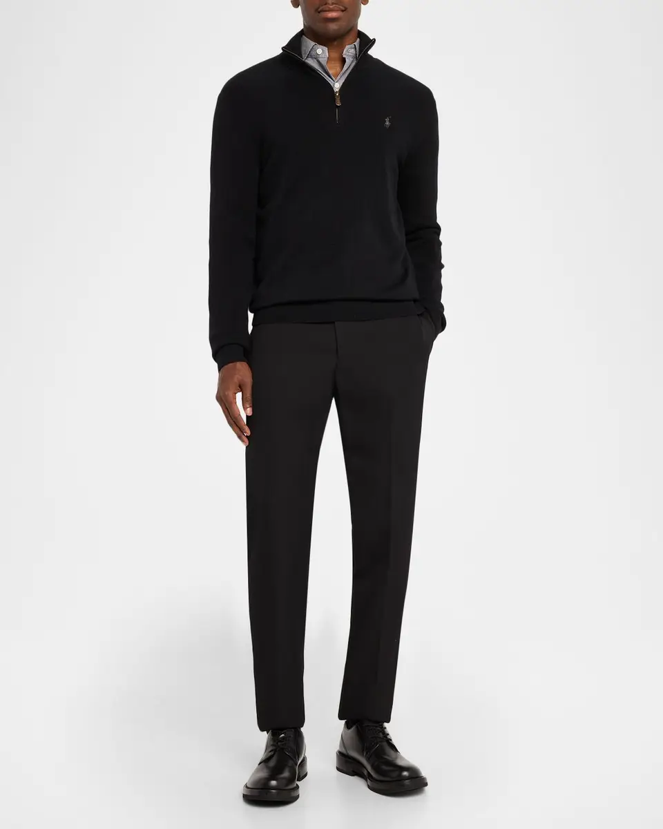 Polo Ralph Lauren Men's Wool Embroidered Pony Quarter-Zip Sweater | Thumbnail 2 Polo Ralph Lauren Men's Wool Embroidered Pony Quarter-Zip Sweater | Thumbnail 2