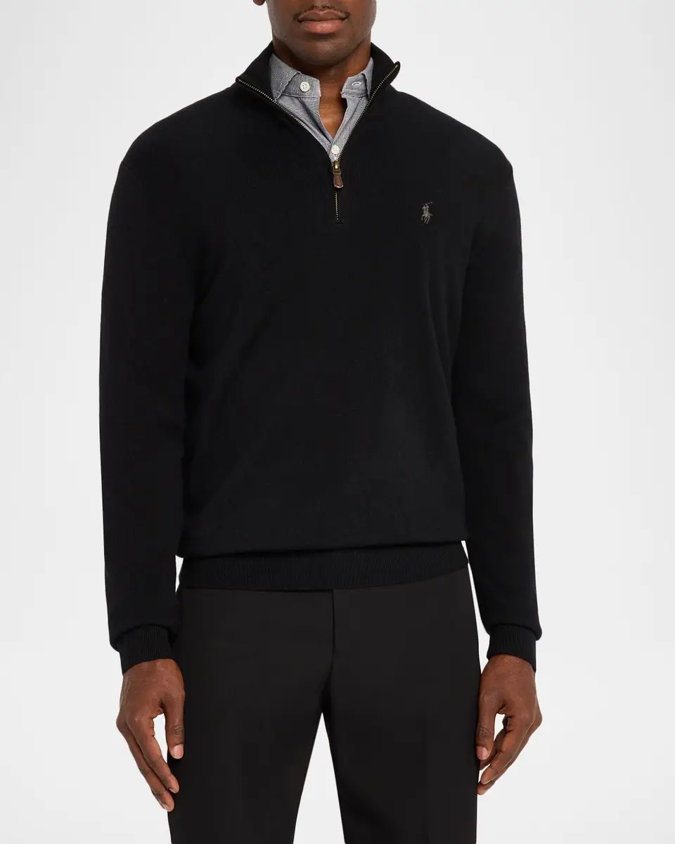 Polo Ralph Lauren Men's Wool Embroidered Pony Quarter-Zip Sweater | Thumbnail 4 Polo Ralph Lauren Men's Wool Embroidered Pony Quarter-Zip Sweater | Thumbnail 4