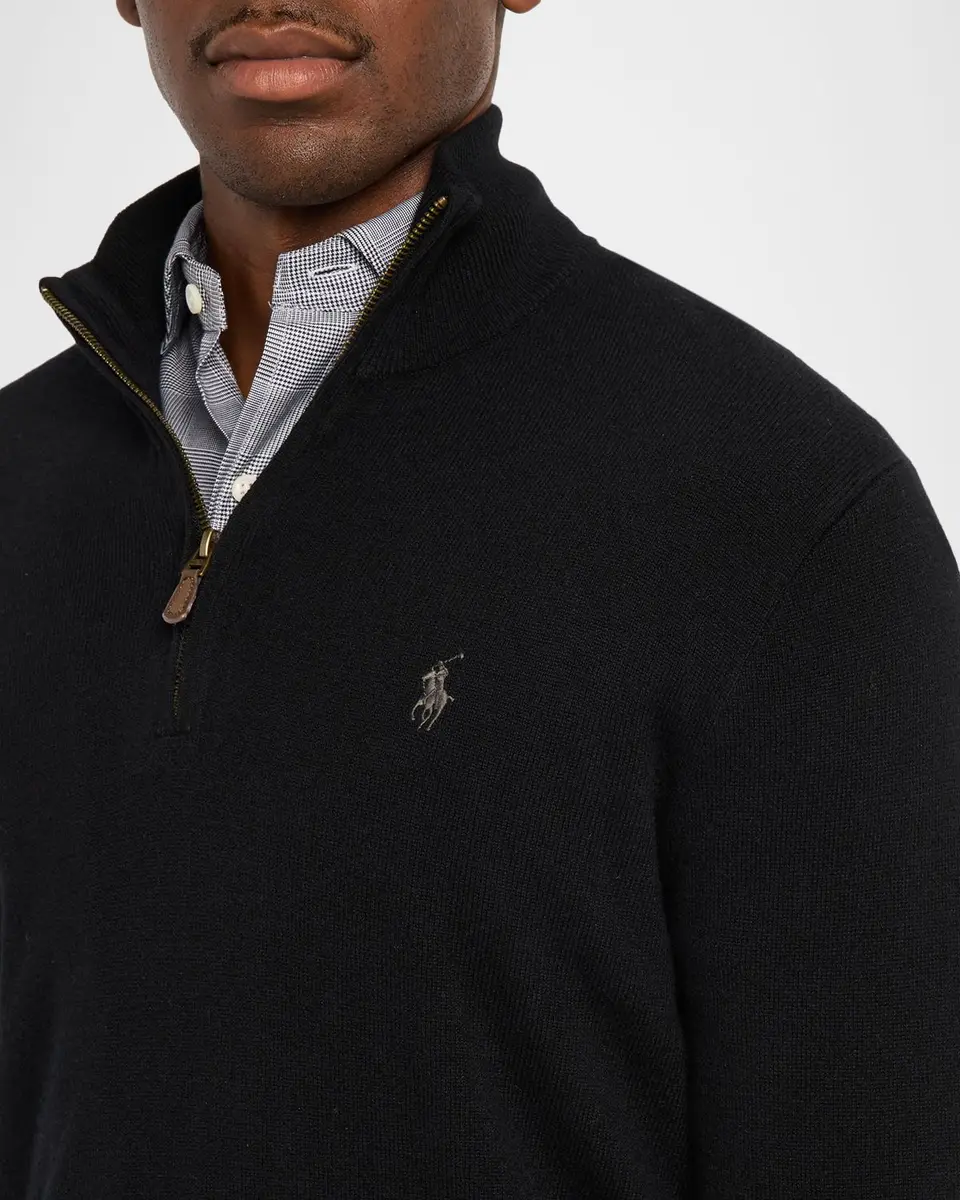 Polo Ralph Lauren Men's Wool Embroidered Pony Quarter-Zip Sweater | Thumbnail 5 Polo Ralph Lauren Men's Wool Embroidered Pony Quarter-Zip Sweater | Thumbnail 5