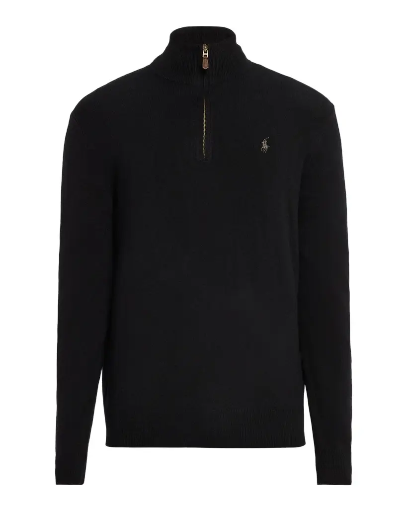 Men's Wool Embroidered Pony Quarter-Zip Sweater Men's Wool Embroidered Pony Quarter-Zip Sweater