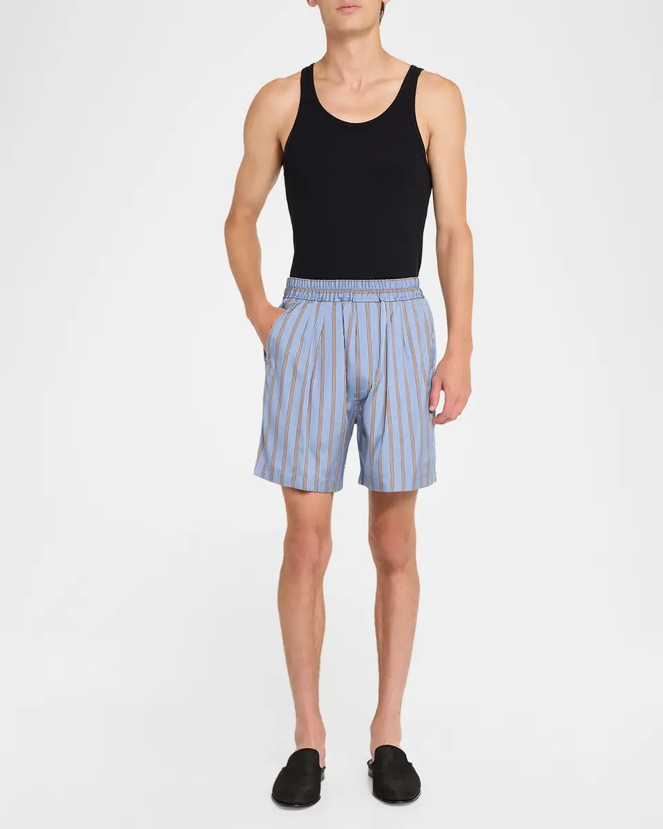 Tom Ford Men's Silk Stripe Jacquard Pull-On Shorts | Thumbnail 2 Tom Ford Men's Silk Stripe Jacquard Pull-On Shorts | Thumbnail 2