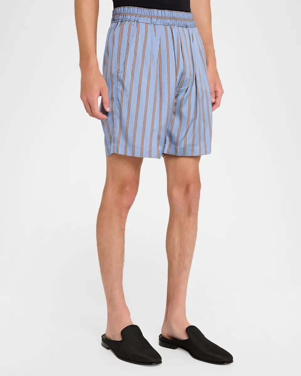 Tom Ford Men's Silk Stripe Jacquard Pull-On Shorts | Thumbnail 4 Tom Ford Men's Silk Stripe Jacquard Pull-On Shorts | Thumbnail 4