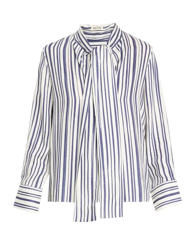 Viola Striped Tie-Neck Shirt Viola Striped Tie-Neck Shirt