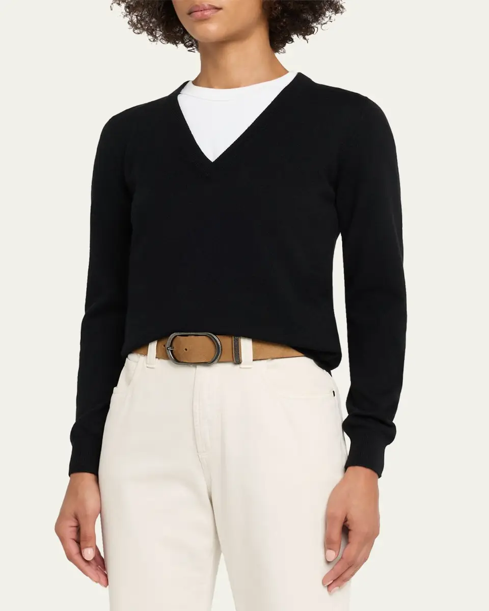 Brunello Cucinelli V-Neck Cashmere Sweater | Thumbnail 4