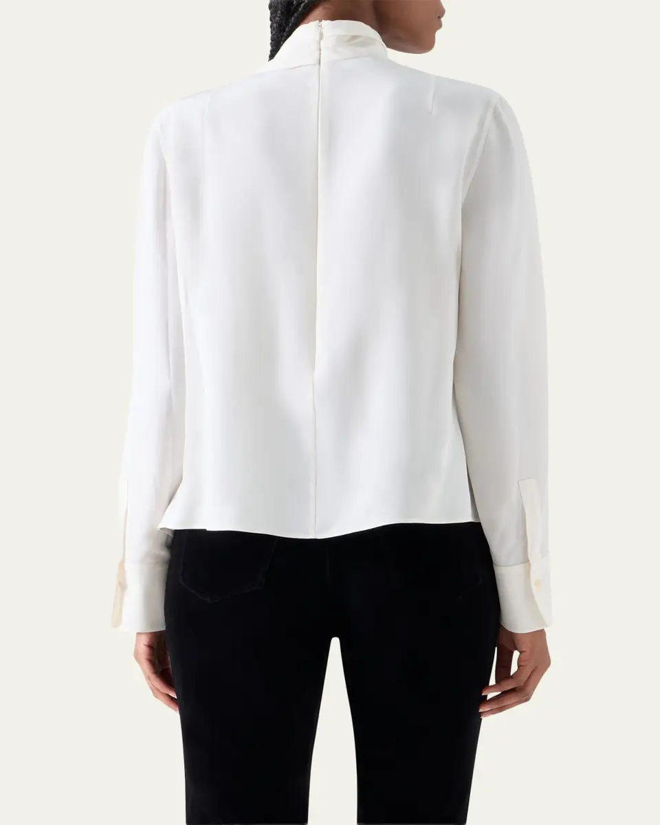 Akris punto Long-Sleeve Silk Scarf Blouse | Thumbnail 3 Akris punto Long-Sleeve Silk Scarf Blouse | Thumbnail 3