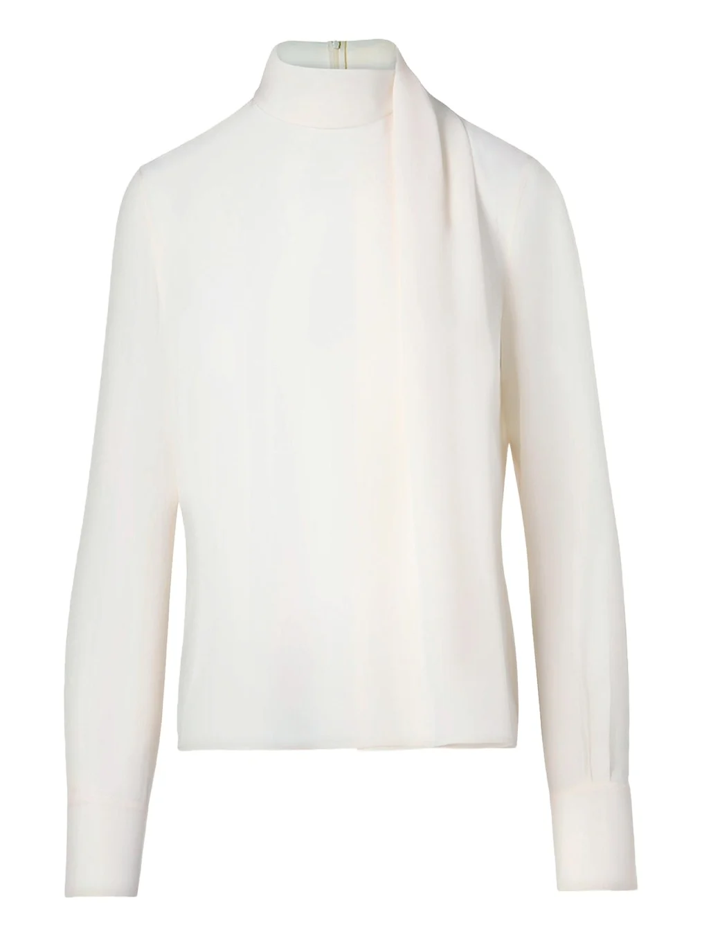 Long-Sleeve Silk Scarf Blouse
