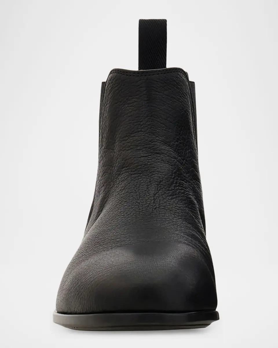 Ferragamo Men's Grained Leather Micro-Gancio Chelsea Boots | Thumbnail 3