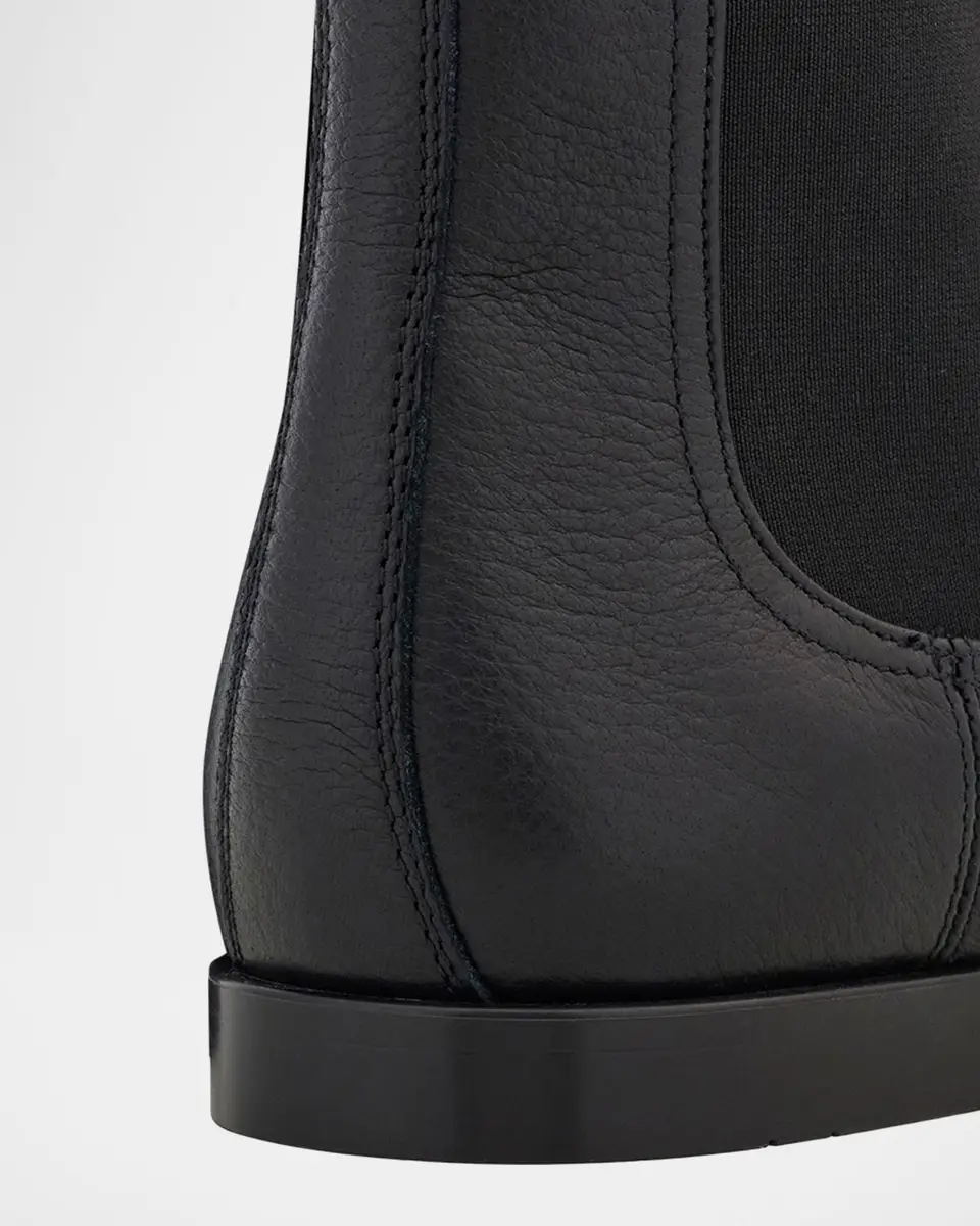 Ferragamo Men's Grained Leather Micro-Gancio Chelsea Boots | Thumbnail 7