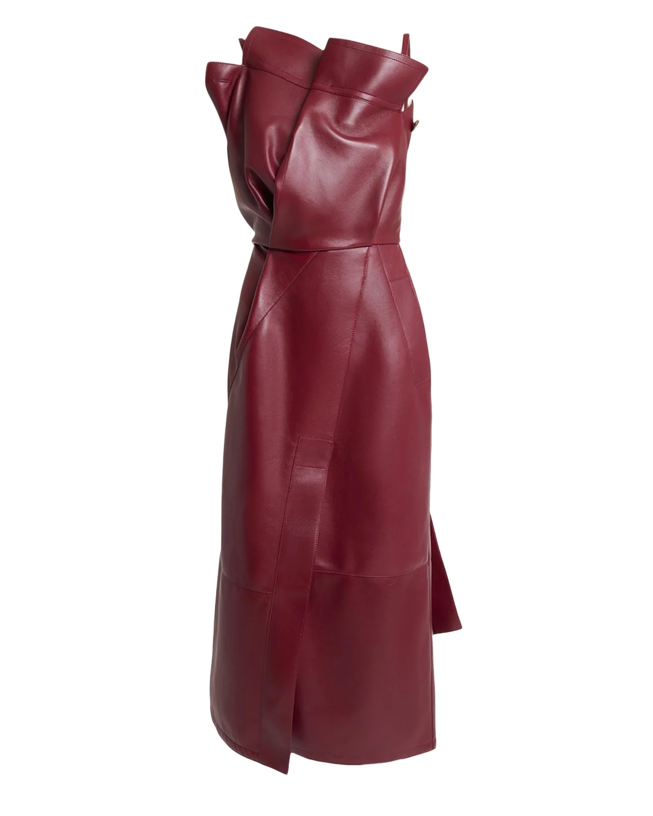 Givenchy Asymmetric Ruffle Leather Midi Dress