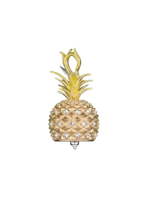 18K Two-Tone Gold Diamond Pineapple Meditation Bell, 0.85tcw 18K Two-Tone Gold Diamond Pineapple Meditation Bell, 0.85tcw