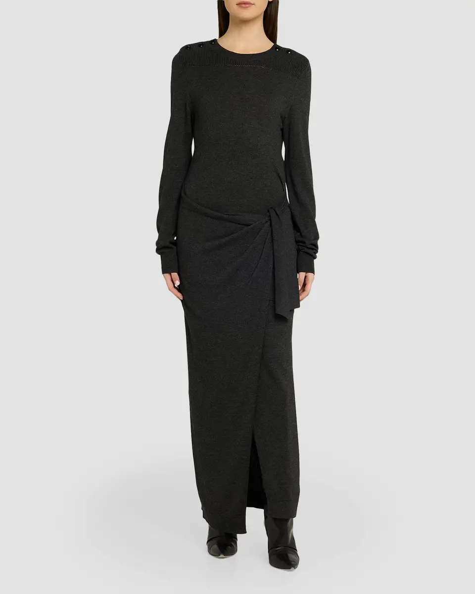 Isabel Marant Jozira Button-Shoulder Wrap Maxi Sweater Dress | Thumbnail 2 Isabel Marant Jozira Button-Shoulder Wrap Maxi Sweater Dress | Thumbnail 2