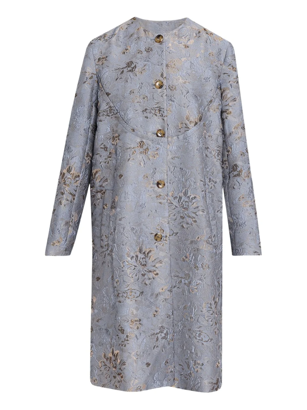 PRABAL GURUNG Textured Floral Jacquard Single-Breasted Car Coat