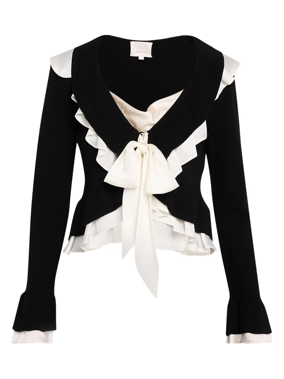 Melinda Ruffled Tie-Front Cardigan