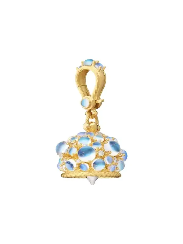 18K Yellow Gold Blue Moonstone & Diamond Meditation Bell Pendant, 0.19tcw 18K Yellow Gold Blue Moonstone & Diamond Meditation Bell Pendant, 0.19tcw