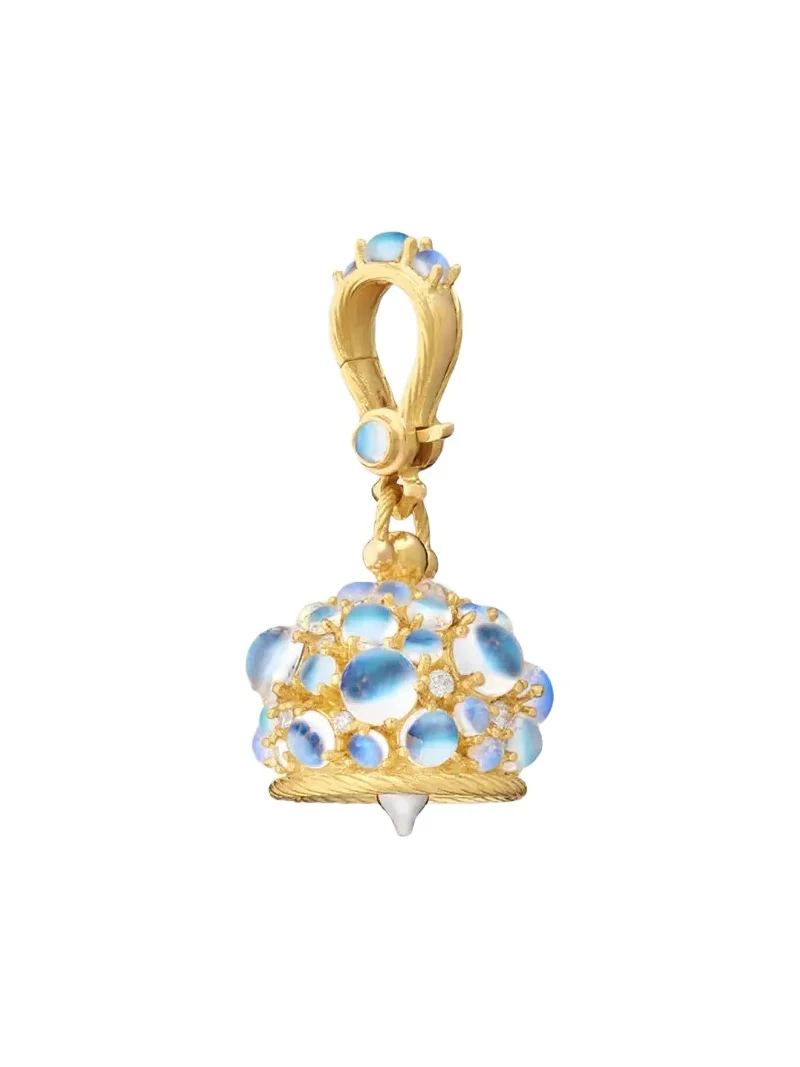 Paul Morelli 18K Yellow Gold Blue Moonstone & Diamond Meditation Bell Pendant, 0.19tcw