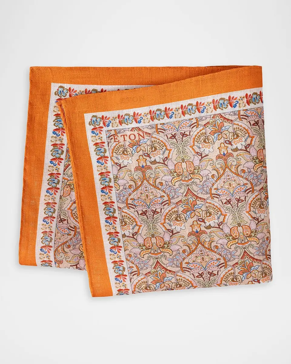 Eton Men's Floral Linen Pocket Square | Thumbnail 2 Eton Men's Floral Linen Pocket Square | Thumbnail 2