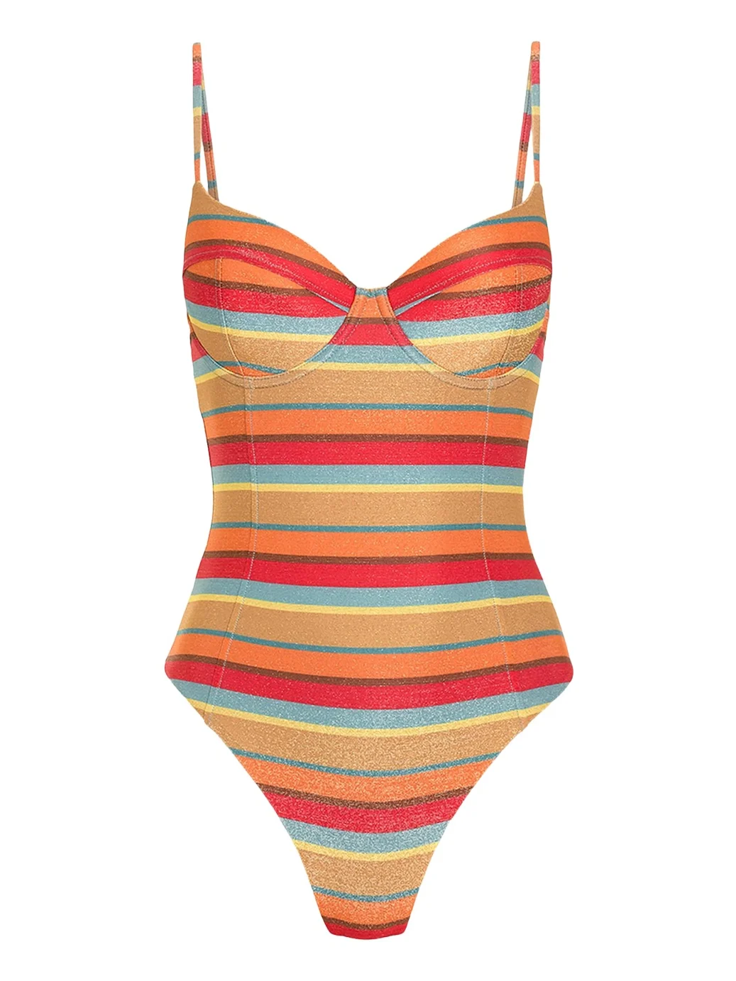 Ramy Brook Jayda Glitter Striped One-Piece Swimsuit