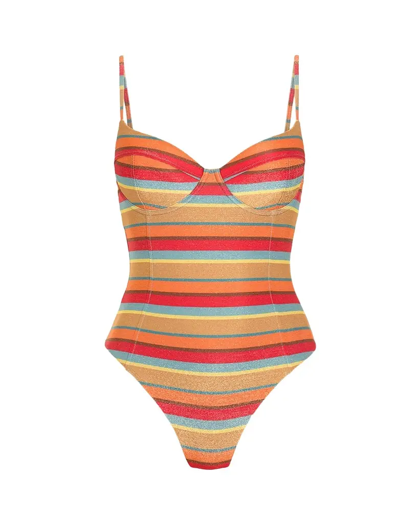 Ramy Brook Jayda Glitter Striped One-Piece Swimsuit | Image 1 Ramy Brook Jayda Glitter Striped One-Piece Swimsuit | Image 1