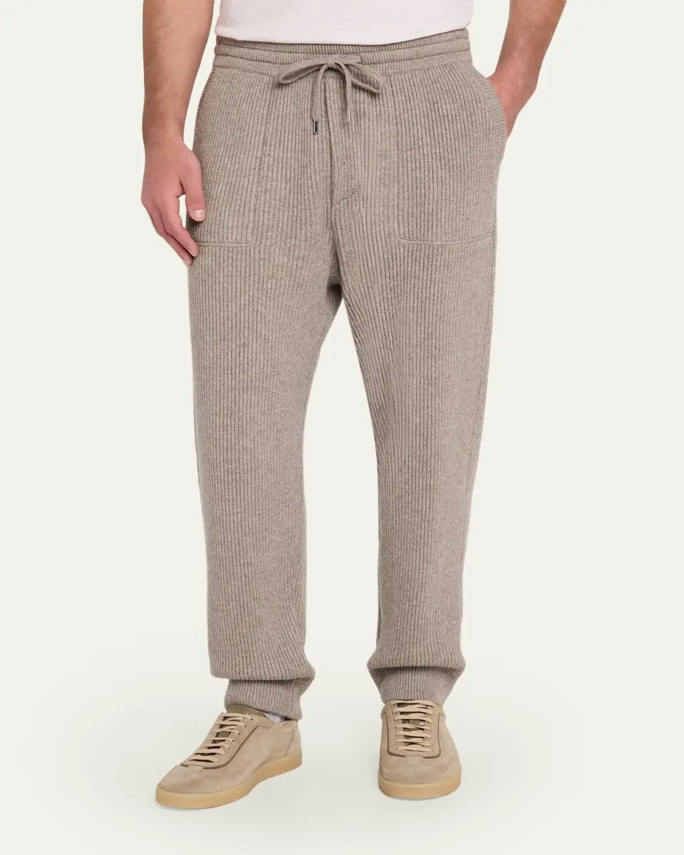 Brunello Cucinelli Men's Cashmere Rib Full-Zip Hoodie | Thumbnail 4 Brunello Cucinelli Men's Cashmere Rib Full-Zip Hoodie | Thumbnail 4
