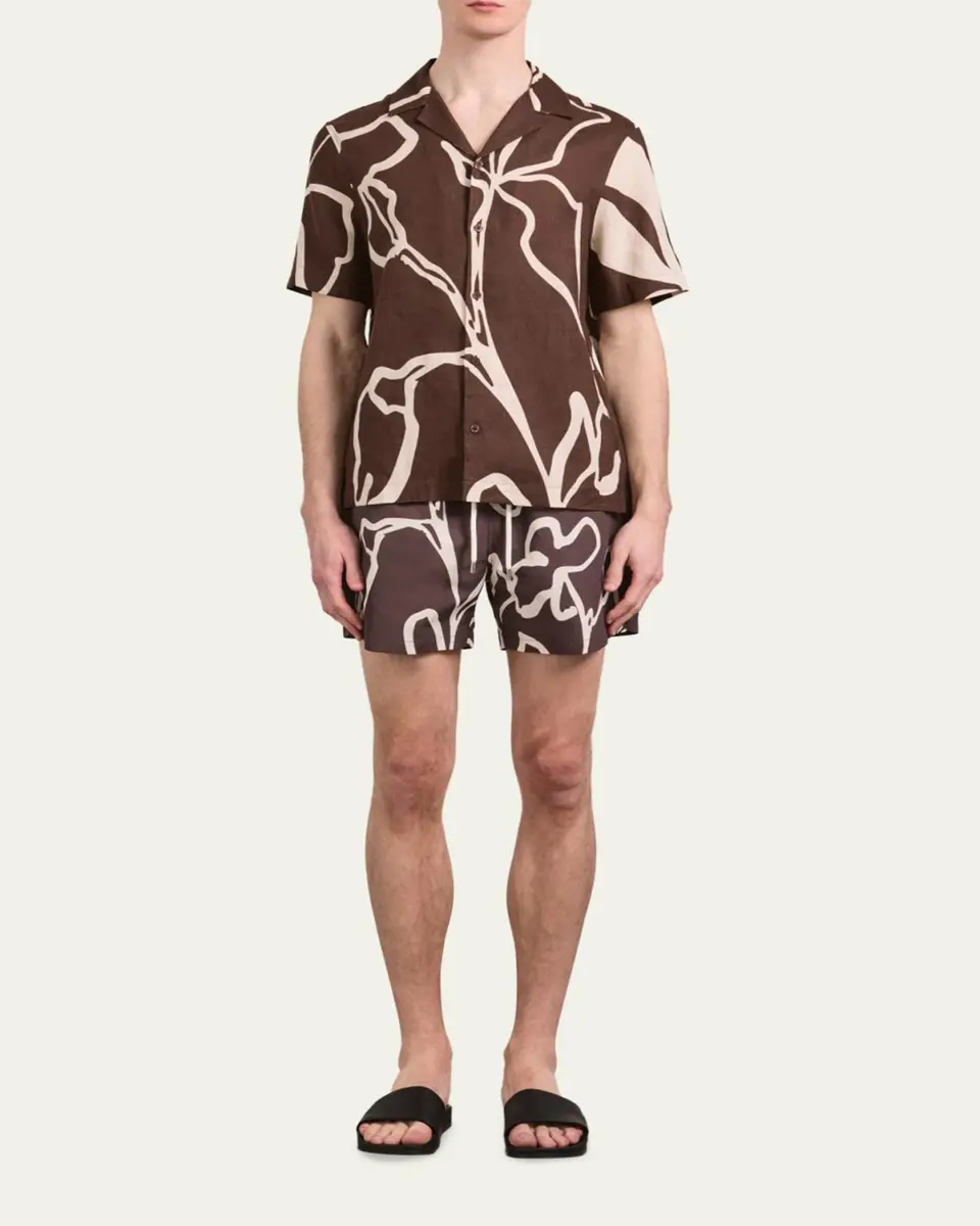 Frescobol Carioca Men's Roberto Floral-Print Linen Shirt | Thumbnail 2