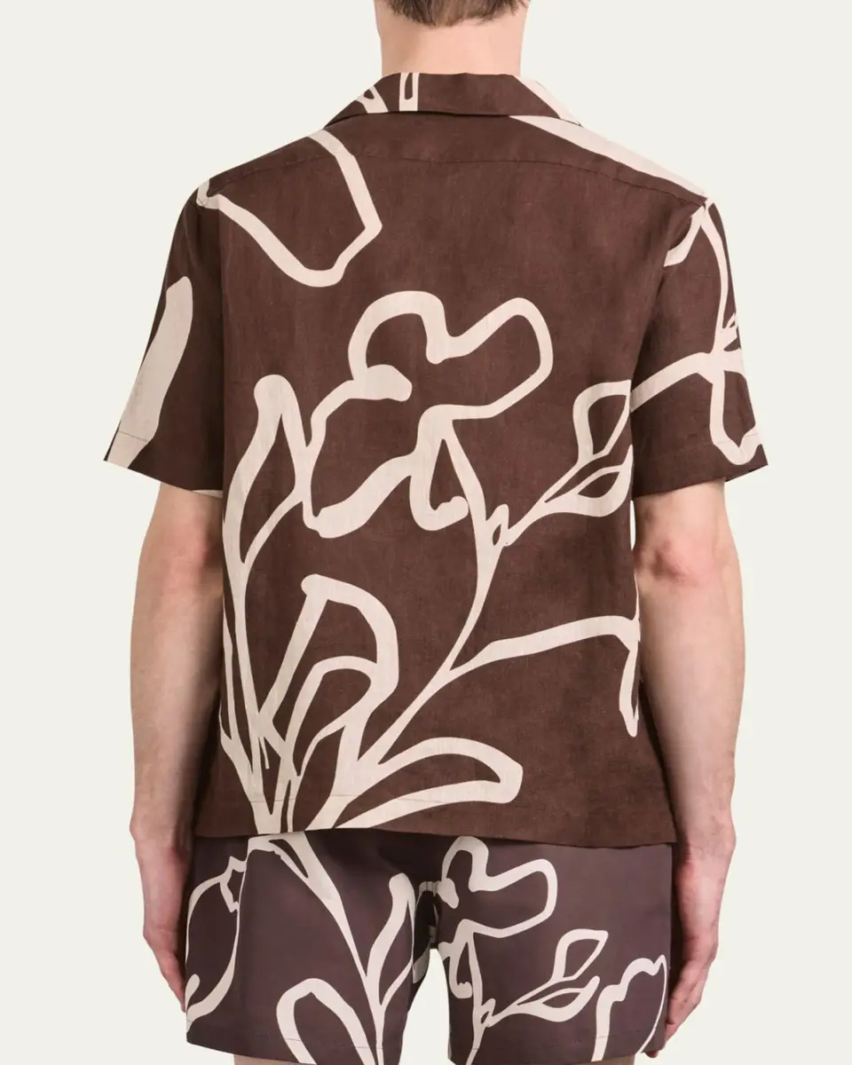 Frescobol Carioca Men's Roberto Floral-Print Linen Shirt | Thumbnail 3