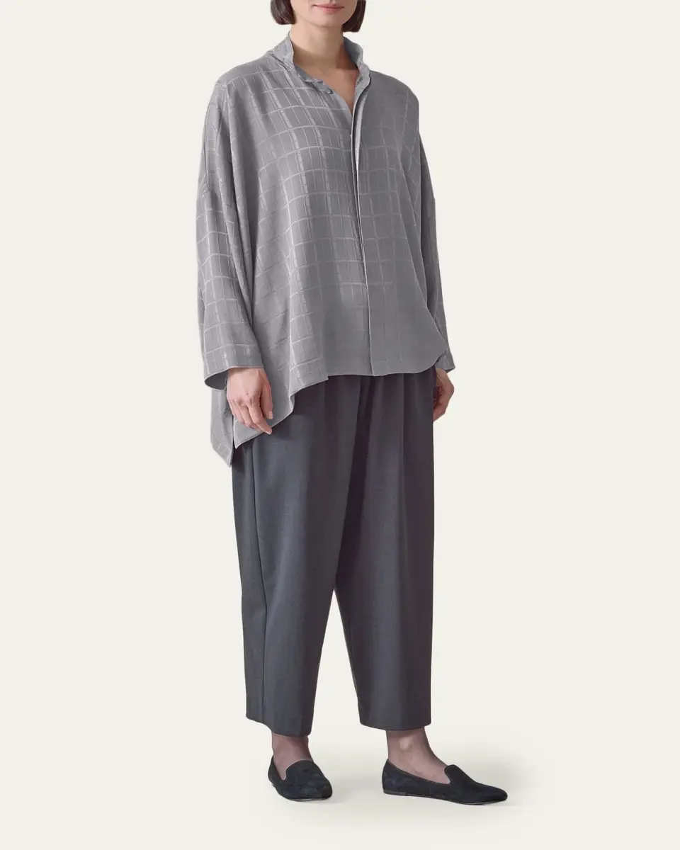 Eskandar Jacquard Silk Satin Shirt | Thumbnail 2 Eskandar Jacquard Silk Satin Shirt | Thumbnail 2