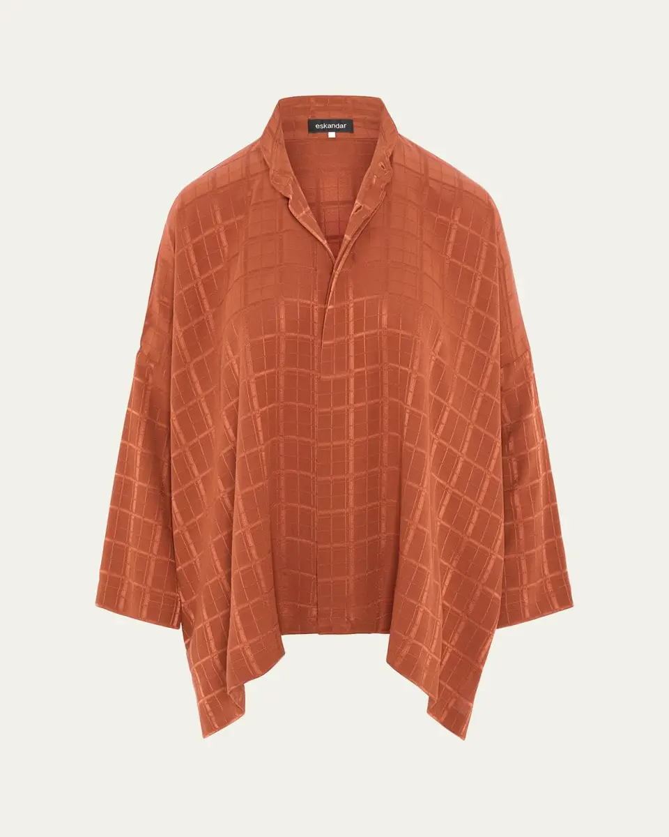 Eskandar Jacquard Silk Satin Shirt | Thumbnail 6 Eskandar Jacquard Silk Satin Shirt | Thumbnail 6