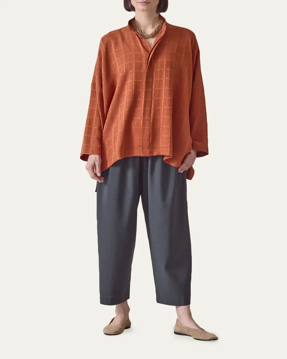 Eskandar Jacquard Silk Satin Shirt | Thumbnail 7 Eskandar Jacquard Silk Satin Shirt | Thumbnail 7