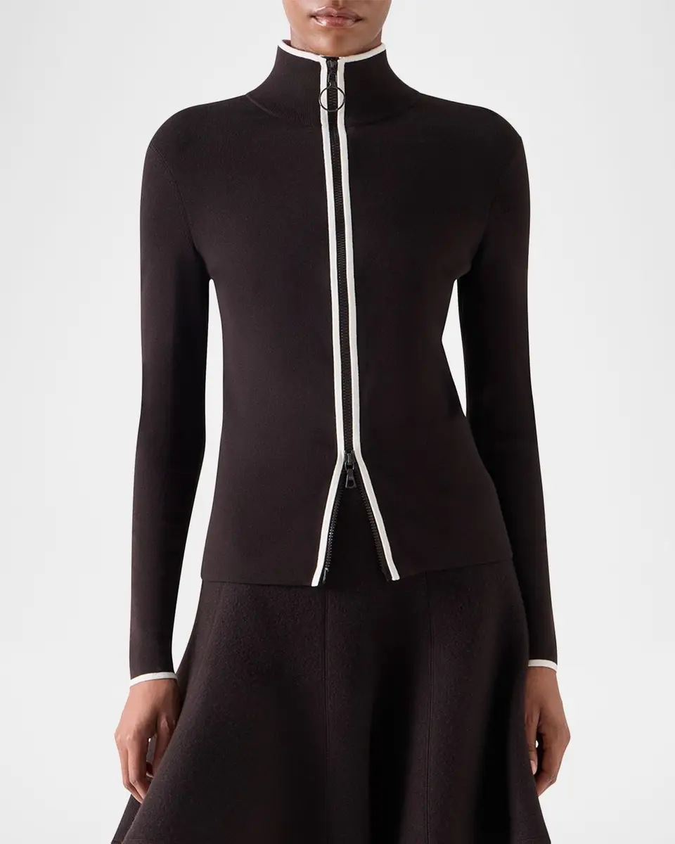 Akris punto Merino Wool Knit Zip Cardigan | Thumbnail 4 Akris punto Merino Wool Knit Zip Cardigan | Thumbnail 4