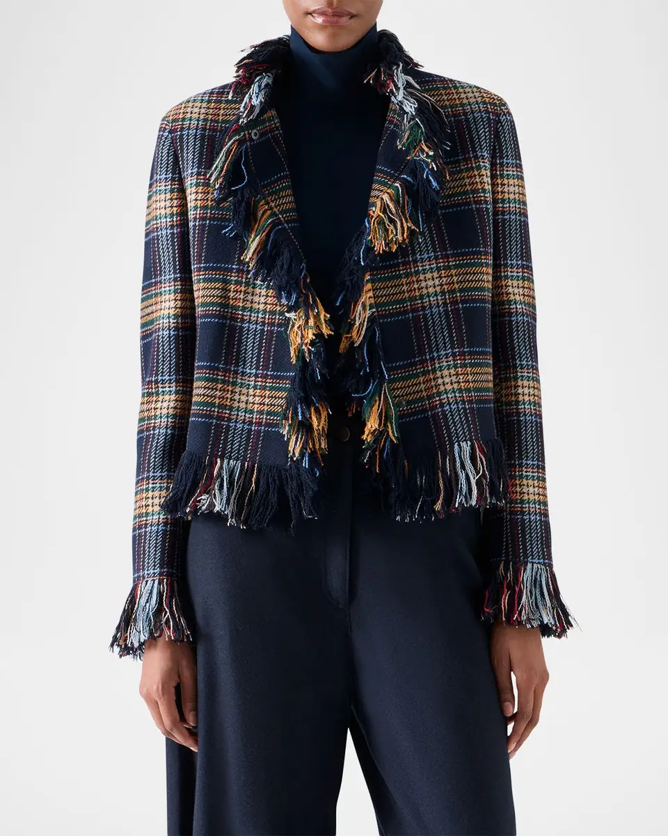 Akris punto Plaid Tweed Wool-Blend Jacket | Thumbnail 4