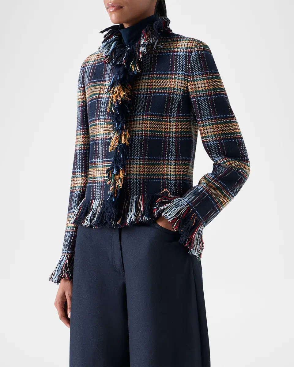 Akris punto Plaid Tweed Wool-Blend Jacket | Thumbnail 6