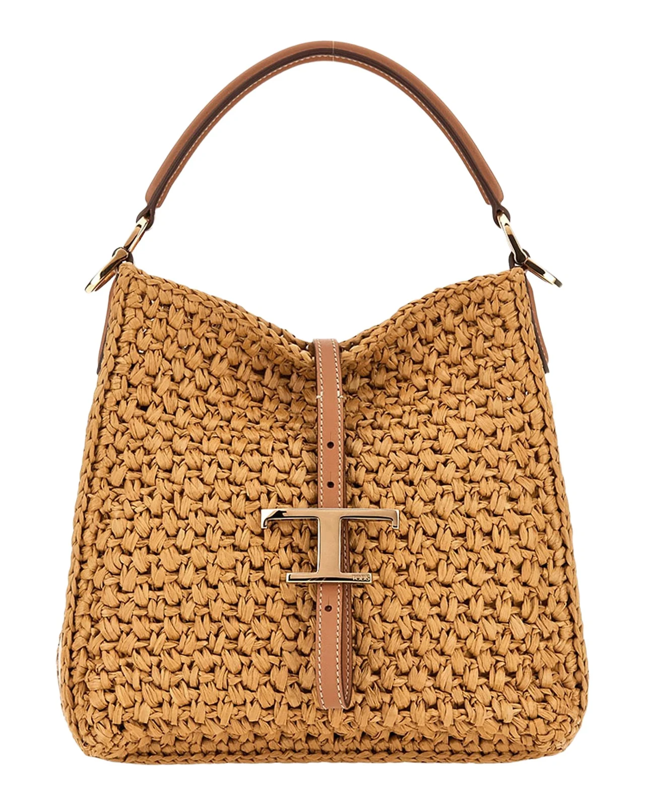Tod's T Timeless Mini Raffia Bucket Bag