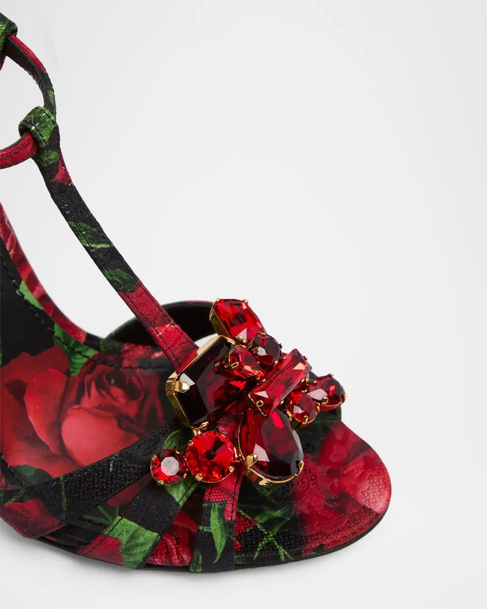 Dolce & Gabbana 105mm Embellished Rose-Printed Satin Sandals | Thumbnail 5 Dolce & Gabbana 105mm Embellished Rose-Printed Satin Sandals | Thumbnail 5