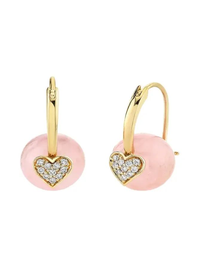 14K Yellow Gold, 0.14 TCW Diamond & Morganite Drop Earrings 14K Yellow Gold, 0.14 TCW Diamond & Morganite Drop Earrings